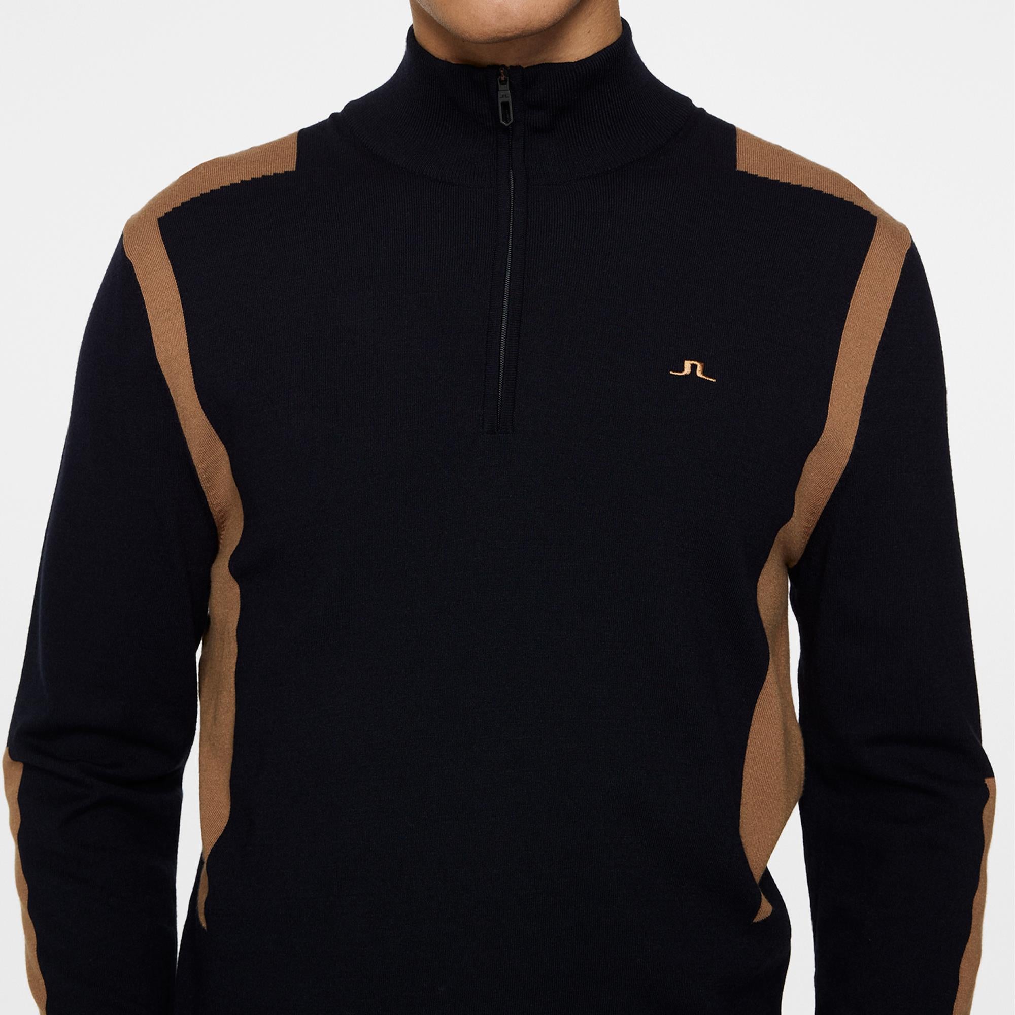 J Lindeberg Kendrick Knitted Quarter Zip Mens Sweater Tigers Eye